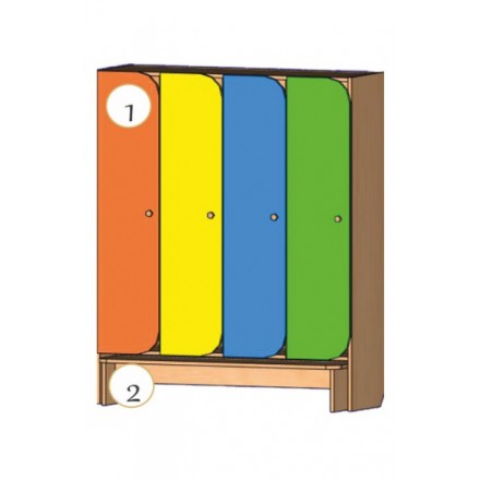 Шкаф четырехдверный со скамьей (двери оригинальной формы)