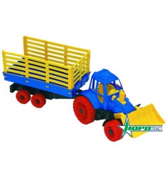 Трактор с прицепом и грейдером