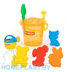 Набор №246: ведро "Макси", сито "Бабочка", лопата №6, грабли №6, формочки (белочка + пёсик + котёнок + медведь), лейка малая №4