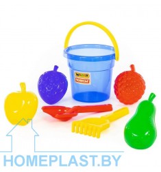 Набор №406: ведро "Макси", лопатка №30, грабельки №30, формочки "Фрукты" большие 4 шт