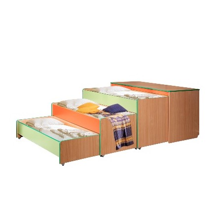 Кровать-тумба трехярусная цветная без наматрацников