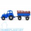 Трактор «Алтай» (синий) с прицепом №2 (в сеточке)