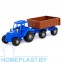 Трактор «Мастер» (синий) с прицепом №1 (в сеточке)